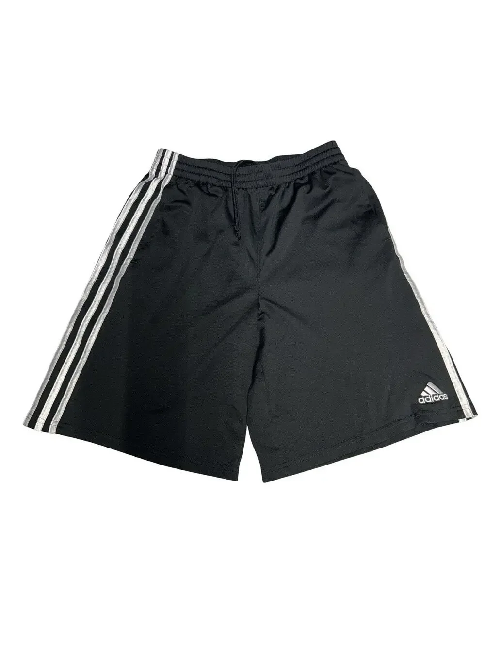 Adidas Kids XL 18-20 Black Athletic Shorts 3 Stripe Soccer Drawstring Logo Youth